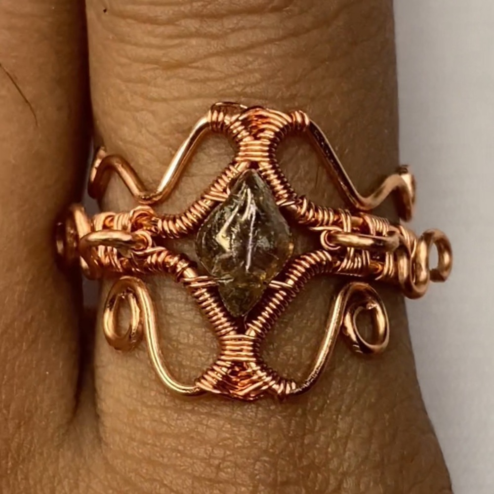 Elegant Copper Wire Wrapped Ring
